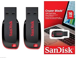 SanDisk Cruzer Blade 16 GB USB Plastic Pen Drive - Pack of 3 (Black and Red)