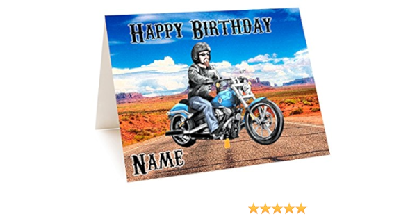 Carte D Anniversaire Personnalise De Motocyclette Harley Moto N Importe Quels Nom Et Age Amazon Fr Fournitures De Bureau