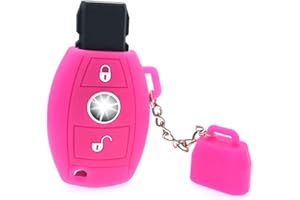 DESCONOCIDO Nordecco - Funda protectora de silicona compatible con Mercedes Modelo A B G CLA GLA VITO W176 W246 AMG, 2 botones, copa superior, llavero (rosa intenso)