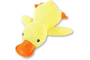 KQOZG Anti-Stress Pato Perro – Peluche indestructible para juguetes relajantes adecuados para perros pequeños y medianos, Pato antiestrés con diseño seguro para perros (amarillo)