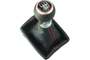 DO!LED DoLED Schaltknauf + Schaltsack + Rahmen - Leder - rote Naht - 6 Gang kompatibel/Ersatzteil für Audi A6 C6 4F Avant und Limo