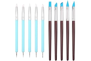 ANWEIXUE 10 Pcs Set Clay Sculpting Tools Set Silicone Rubber Paintbrush and Modeling Ball Dotting Tool Silicone Clay Modelling Tools for Pottery Sculpture Cake Fondant Nail Art