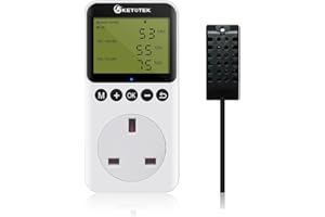 KETOTEK Digital Humidity Controller Plug Socket with Sensor Probe, Humidistat Switch 220V for Reptile Greenhouse Mushroom