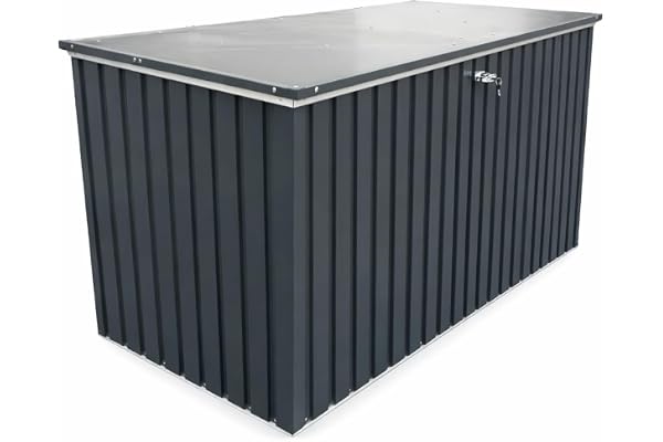 Duramax DH 1.9 (1450 L) Coffre de Rangement de jardin en métal avec vérin à gaz hydraulique, coffre de terrasse et rangement de meubles de jardin, Boîte de rangement coussins, anthracite