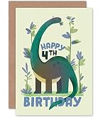 Geburtstagskarte Zum 4. Geburtstag – Dino-Motiv, Leer Innen, Für Jungen & Mädchen