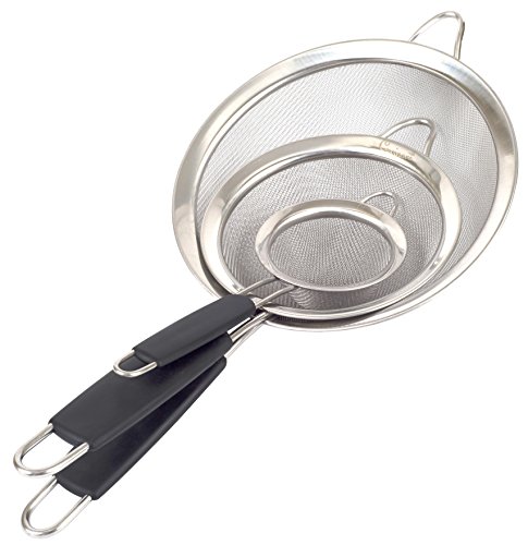Cucinare Lebensmittel-Sieb Premium-Set Edelstahl Feines Sieb, Abtropfsieb - 3 Größen