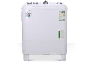Geepas 7KG Twin Tub Semi-Automatic Washing Machine - Compact Counter-Top Design with Ripple Pulsator, Rust-Free ABS Body & Rotary Controls – GSWM6493
