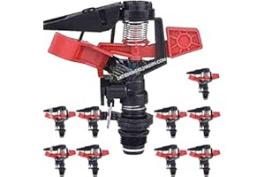 Suinga Pack 10 Aspersor de Riego Agricola Regulable | Aspersor Circular y Sectorial 1/2" | Aspersor de Césped Impulso 8 a 13 m