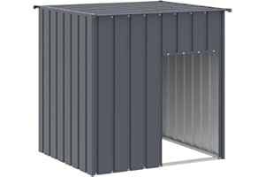 vidaXL Caseta para Perros, Perrera con Tejado Puerta, Casa para Animales, Jaula para Jardín Patio, Acero Galvanizado Gris 110x103x109 cm