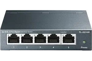 TP-Link TL-SG105 - Switch Gigabit de 5 Puertos, Plug & Play, Carcasa Acero | Plug & Play, No Necesita Configuración. Diseño sin Ventilador, Silencioso. Carcasa Metálica. 5 Puertos Gigabit. QoS.
