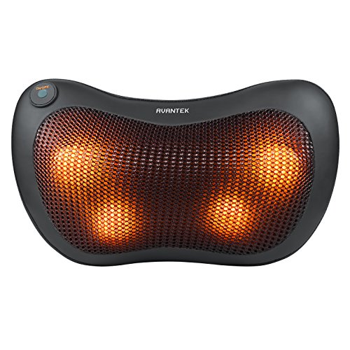 Preisvergleich Produktbild AVANTEK Shiatsu Massagekissen Massage Kissen Verspannungslöser mit 4 beheizten Rollen & Kostenlosem Fahrzeugladegerät Prüfzeichen: FC CE RoHS