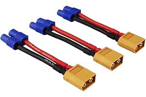 OliYin 3pcs XT60 XT-60 Mâle à EC3 Femelle Connecteur Fil pour Batterie RC Lipo 14awg 1.96inch Câble (Pack de 3)