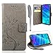 Produktbild AROYI Lederhülle P Smart 2019 Flip Hülle, Honor 10 Lite/P Smart 2019 Wallet Case Handyhülle PU Leder Tasche Case Skin Ständer Schutzhülle für Huawei P Smart 2019/Honor 10 Lite grau