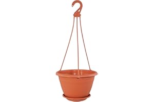 PFLANZEN-KÖLLE Geli Thermo Plastic Pot rond suspendu pour fleurs Galicia en plastique anthracite de 20 cm de diamètre 25 cm Orange 06