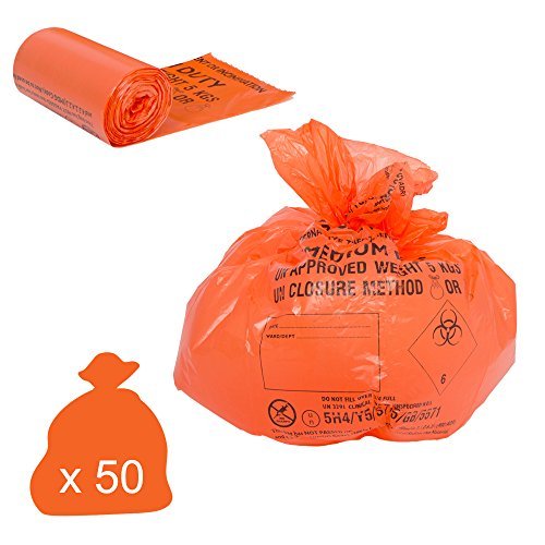 Clínica - Bolsas de basura - de Resistencia mediana, 20 Litre/5 kg, naranja, 50