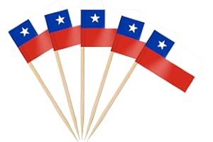 AhfuLife 100/200 st chilenska tandpetarflaggor tårtdekorationer, chile cocktailpinne flagga för smörgås mat cupcake toppers servis världscup festtillbehör pub kungligt evenemang dekor