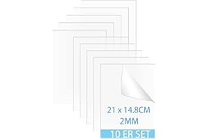 QEEYON 10 Pcs Clear Acrylic Sheets, 1mm Clear Acrylic Plastic Sheets Acrylic Panel for Picture Frame Glass Replacement, Table Signs, Calligraphy and Painting (A5,21x 14.8cm)