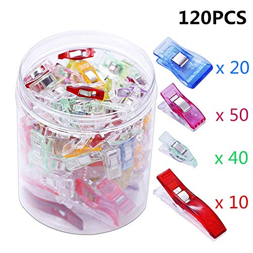 Clips de Costura Queta 120pcs Clips de Tela de Costura Plástico, Accesorios de Costura Clips de Artesanía Establecidos para Bordado/Costura/Ganchillo/Bricolaje, 9 Colores