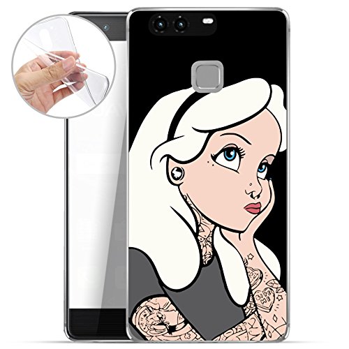 Preisvergleich Produktbild finoo / Huawei P9 Weiche flexible Silikon-Handy-Hülle / Transparente TPU Cover Schale mit Motiv / Tasche Case Etui mit Ultra Slim Rundum-schutz / Tattoo girl blon