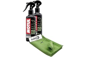 TUDETIC - Kit de 2X Limpiador de Cascos y Pantallas + Trapo de Microfibra de Cal KT-119