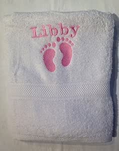 Serviette De Bain Serviette De Bain Bebe Brode Personnalise Avec Empreintes Et Nom Cadeau Pour Bebe Fille Ou Garcon En Coton Egyptien Amazon Fr Bebes Puericulture