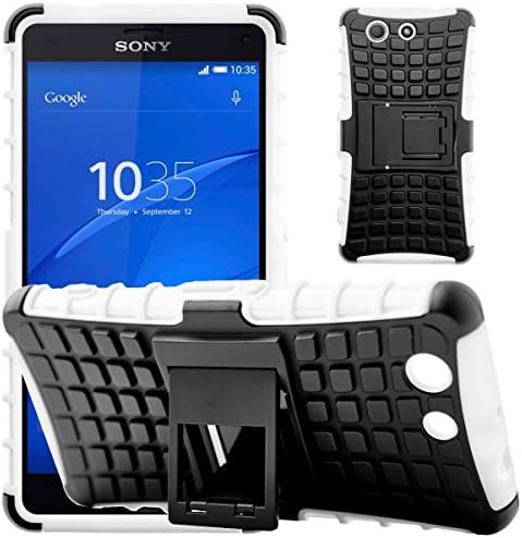 Xperia Z3 Compact Case, G-Shield Shockproof Tough Dual Layer Hybrid Case With [Built-in Kickstand] [Shock Absorption] [Impact Protection] [Rugged Armour] Cover For Sony Xperia Z3 Compact - White