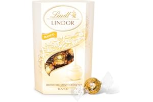 Lindt bombones LINDOR CORNET chocolate blanco, delicioso bombón con interior de chocolate cremoso, chocolate Lindt, 200g, aprox 16 bombones