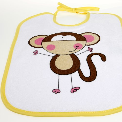 natubini Lätzchen 7-er Set, bunte Safari-Freunde, 7-Tage-Lätzchen Set aus weißem flauschigem Frottee mit Jersey-Einfassung, Einheitsgröße - 7