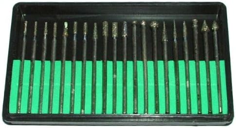 MKCLOCKS Pro-Quality 20-Piece Diamond-Point Bit Set for Dremel-type Rotary Tool - Glass, Stone, Ceramic