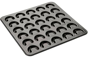 Zenker 6001 Plaque de cuisson pour Vanillekipferl, moule forme croissants, plaque à gâteaux, croissants vanille, plaque Noël, plaque à croissants, Acier inoxydable, Noir, 32 x 30,5 x 1 cm