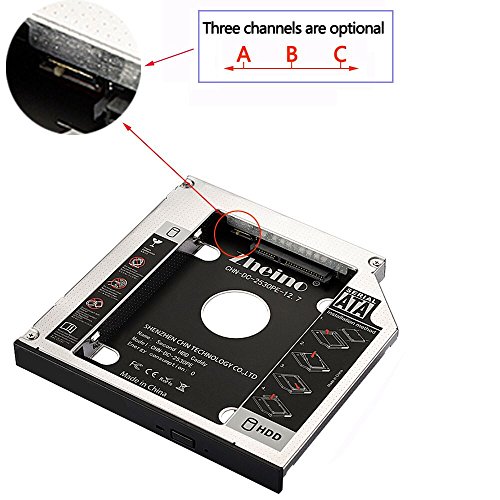 Zheino 12.7mm Aluminum SATA Second HDD Caddy Festplattenrahmen 2. HDD / SSD Caddy Adapter SATA Festplatte für Notebook mit SATA Laufwerkschacht universal CD/DVD-Rom - 6