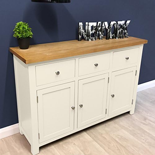 CHARLTON PAINTED WHITE LARGE OAK SIDEBOARD / OAK CUPBOARD / SOLID WOOD / STORAGE DRESSER / NEW