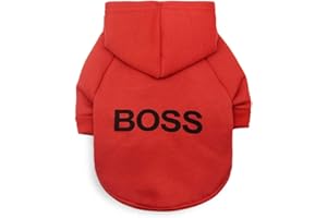LtuzPet Hund Hoodie Boss Druck Hund Pullover Weiche Fleece Haustier Kleidung Warme Hund Jacke Mantel