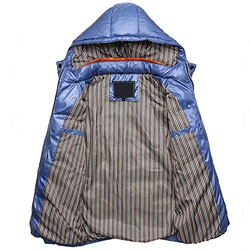 KPPONG Herren Jacke Ubergangsjacke Wintermütze Herren Daunenjacke Verdickung Windbreaker Kapuzenjacke Winterjacke Abnehmbare Baumwolljacke Gepolsterten Mantel(Blau,X-Large)