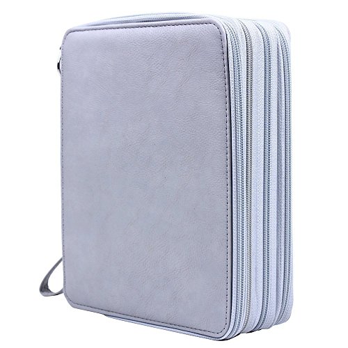 Shulaner 155 ranura la caja de l  piz - bolso de la pluma de la cremallera de la capacidad grande del cuero de la PU caja de l  piz de colores l  piz 155 Insertar estuches Gris