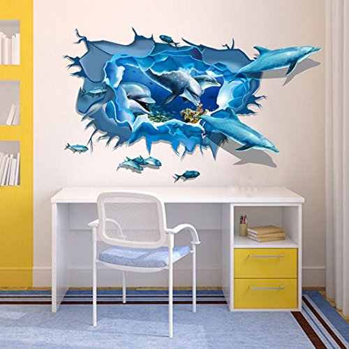 Saingace Entfernbarer Delphin 3D Meer-Ozean-Aufkleber-Wand-Abziehbild-Wand-DIY Dekor-Kind-Raum Art Wandaufkleber Wandtattoo Wandsticker - 2