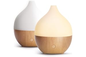 SALKING Difusor de Aceites Esenciales (Juego de 2), 100ml Pequeño Difusor de Aromaterapia con 8 Colores, Humidificador Aceites Esenciales con Luces Blancas Cálidas, para la Oficina en Casa