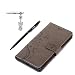 Produktbild Sony Xperia XZ Hülle, Sony Xperia XZ Schutzhülle, Alfort 3 in 1 Lederhülle Fashion Design Premium PU Leder Hohe Qualität Tasche Case Cover Kasten Abdeckung Wallet für Sony Xperia XZ 5.2" Smartphone Funktion Standfunktion Unterstützte Telefone und Magnetverschluss mit Schmetterling ( Grau ) + Alfort Schwarz Stylus Pen + Netter Staub Stecker
