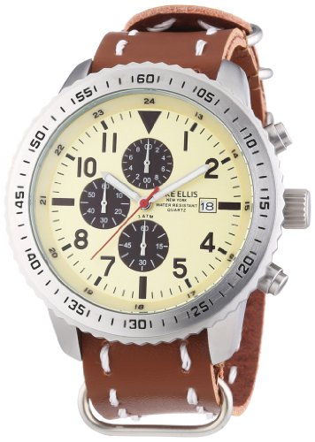 Mike Ellis New York Herren-Armbanduhr XL Chronograph Quarz Kunstleder 17986/3