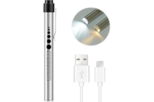 Flintronic Pióro pielęgniarskie, akumulatorowe pióro LED z medycznym światłem, ciepłe i białe światło, długopis medyczny, lampa diagnostyczna z miernikiem źrenicy i klipsem dla pielęgniarek lekarzy