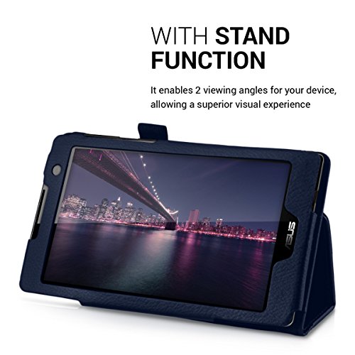 3in1 Set: kwmobile Hülle für Asus ZenPad C 7.0 (Z170C / Z170CG) – Tabletcover Slim Case Tablet Schutzhülle – Smart Cover Tabletcase Dunkelblau + Folie, kristallklar + Stylus, Schwarz - 2