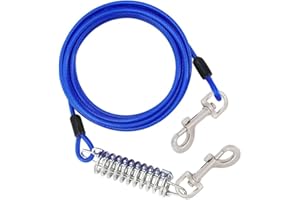 MDJYMYZ Hofleine für Große Hunde, Tie Out Cables Leinen, Stoßdämpfender Feder, Hofleine Leinen Kettenleinen mit Drehbaren Metallhaken, Rostfreie Pet Leine für Mittlere bis Große Hunde, Blau (0.7m/2.3 Ft)
