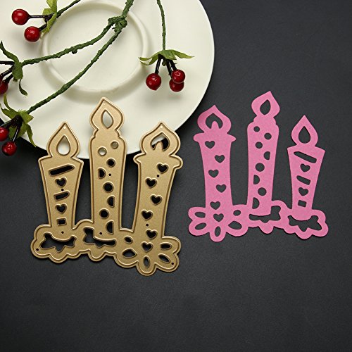 Amazingdeal365 3PCS Kerz Metall Form Stanzschablonen Schablonen Schneiden DIY Dekor Sammelalbum Karten Buchzeichen Lesezeichen als Geschenk für Freunde Geburtstag Kinder,Kindergarten Hobby Schule Handarbeit Unterricht usw. Ein tolles Geschenk! - 2
