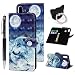 Produktbild idlehour Handyhülle Flip Case für Samsung Galaxy M20, PU Leder Case Cover Magnet Schutzhülle Tasche Schutz Cover Flipcase Etui Brieftasche Flipcover mit Ständer und Magnetverschluss,Mond Wolf
