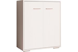 MB Muebles Bonitos, Aparador pequeño Lander L2 para Salón Moderno, Armario Auxiliar, Blanco Mate, 60x71x30 cm