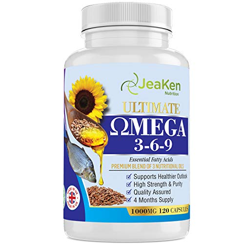 OMEGA 3 6 9 OLIO DI PESCE di JeaKen - Miglior integratore di acido grasso - Olio di pesce puro con DHA distillato ed EPA - Capsule di olio di pesce - Contaminante gratuito - Prodotto Nel Regno Unito