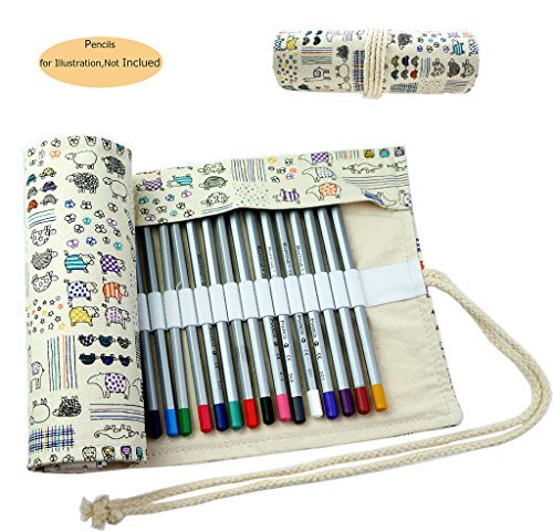 CreooGo - Estuche de lápices de colores para adultos, para dibujo, 72 asas, color Lovely Animals 72 loops