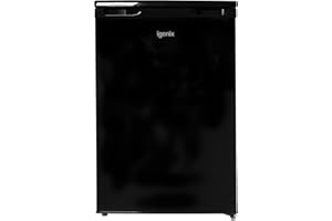 Igenix IG255B Freestanding Under Counter Larder Fridge with 2 Adjustable Glass Shelves, 1 Salad Drawer with Shelf On Top, Reversible Door, 131 Litre Capacity, 55 cm Wide, Black
