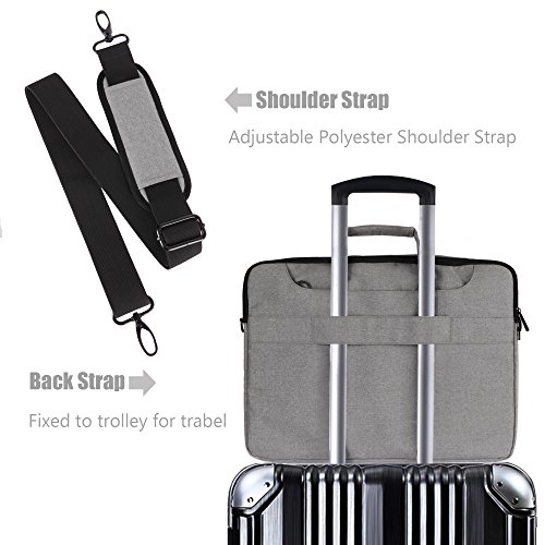 Ropch 15 15.6 Zoll Notebooktasche / Laptoptasche / Aktentaschen / Schultertasche Wasserfest Laptop Hülle Sleeve Case für 15.6″ Acer / Asus / Dell / HP / Lenovo – Grau - 5