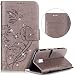 Produktbild Moto G4 Hülle,Moto G4 Plus Hülle,Surakey Glänzend Glitzer Strass Diamant Prägung Schmetterling Muster PU Leder Flip Hülle Schutzhülle Ledertasche Flip Cover Wallet Case für Moto G4 / G4 Plus,Grau